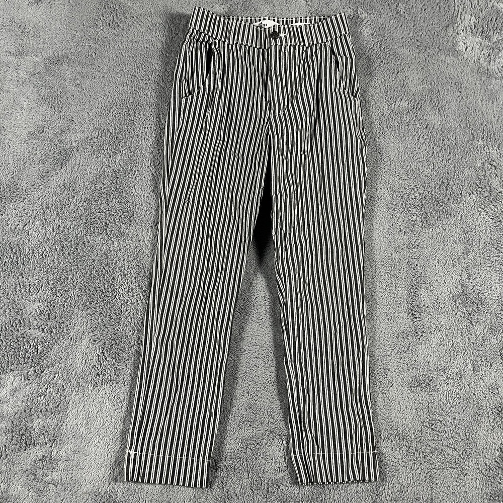 Hollister Trouser Pants Womens XS Black White Ultra High Rise Striped Outdoor